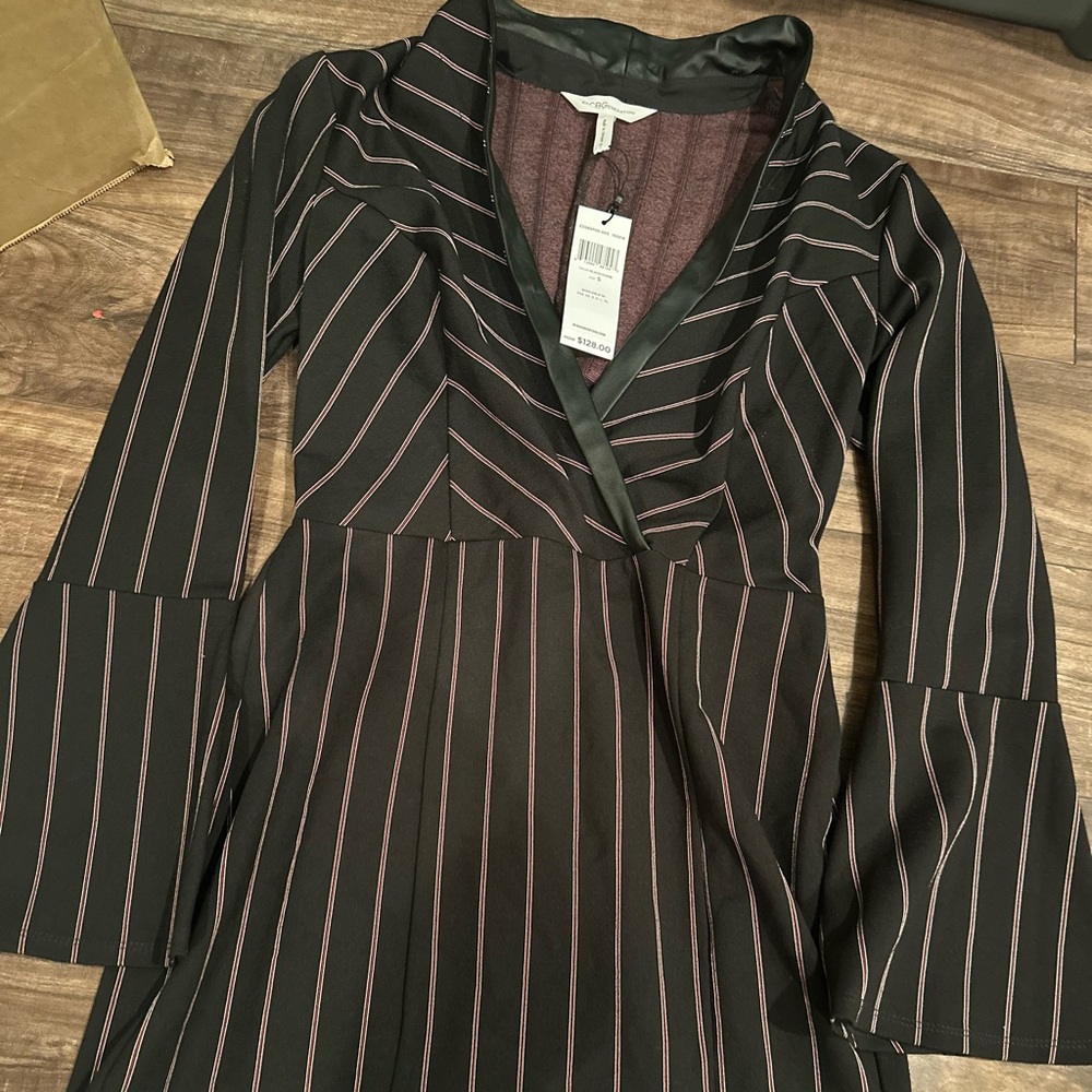 BCBGeneration Black and White Bell Sleeve Sheath Dress
